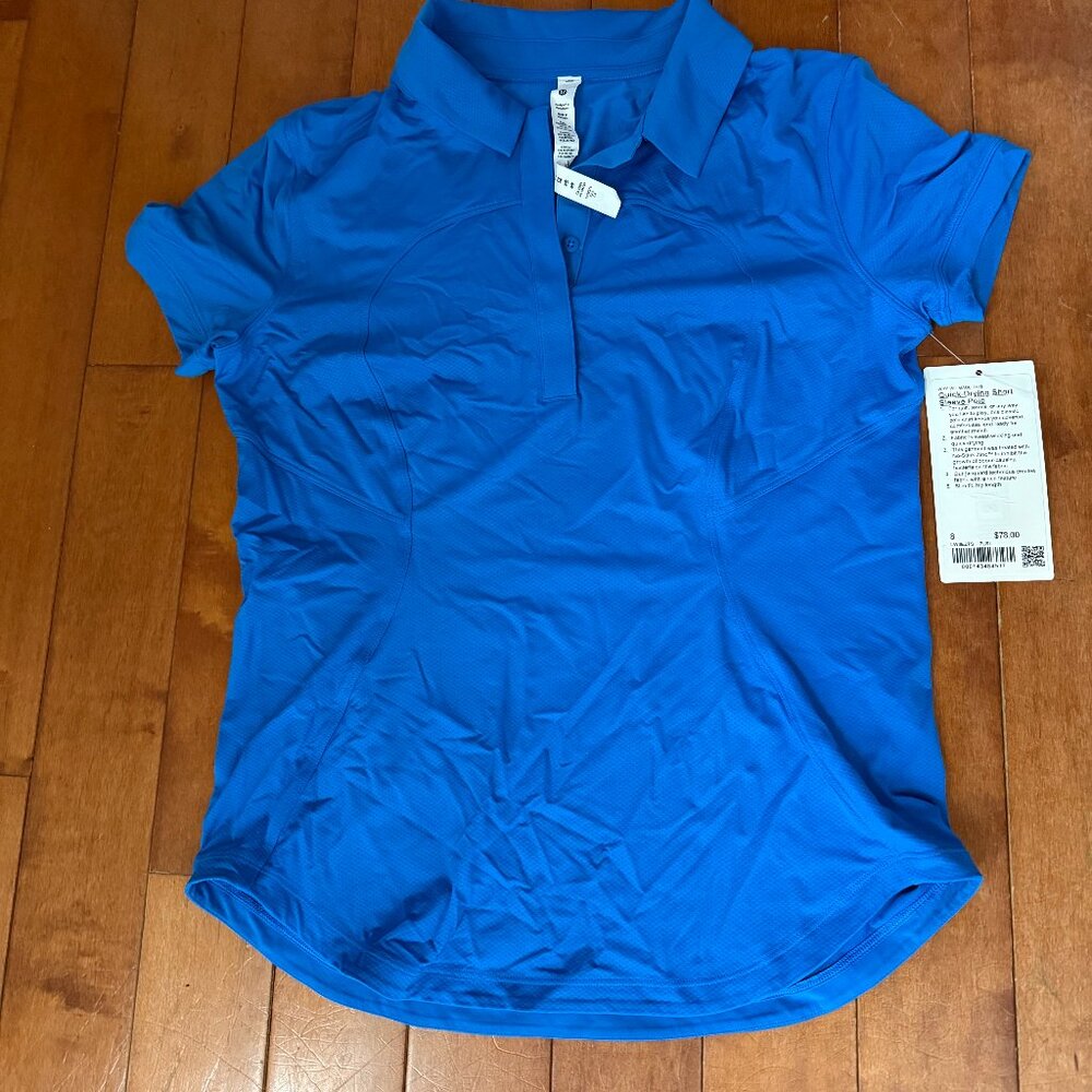 Lululemon Polo shirt blue curved hem women's 8 NWT